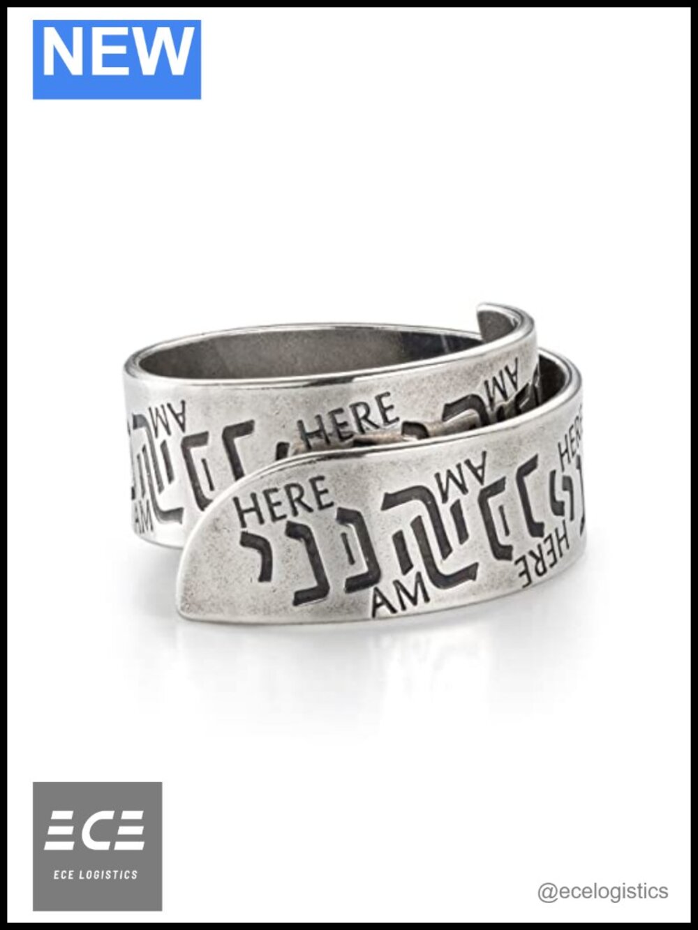 Sterling Silver Plated Hineni Adjustable Wrap Ring Unisex Christian Judaica